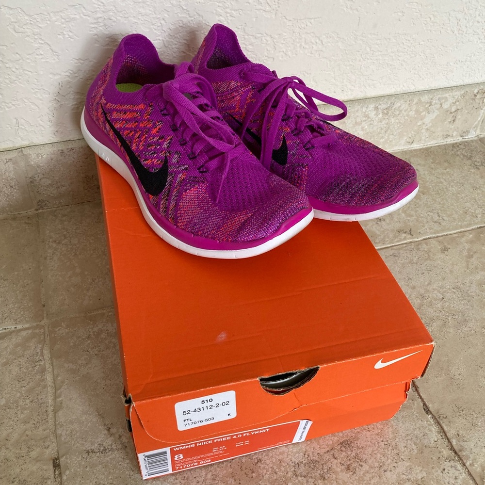 EUC Women’s NIKE FREE 4.0 FLYKNIT Running Shoes, Size 8